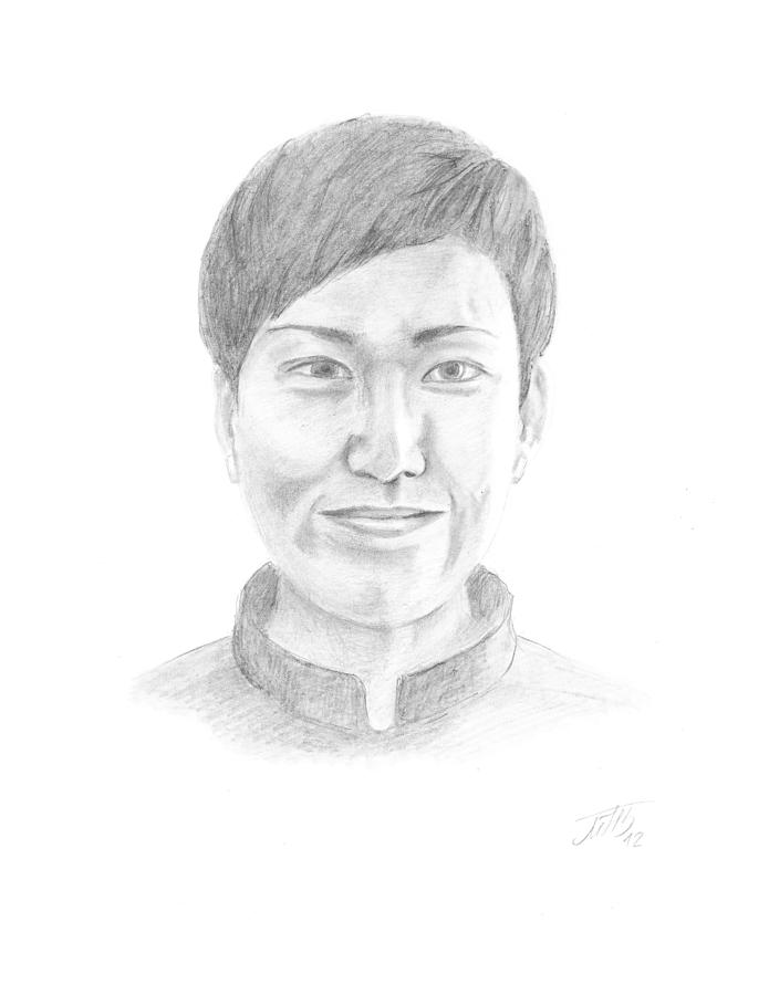 695x900 Young Woman With Short Hair Drawing - Short Hair Girl Drawing