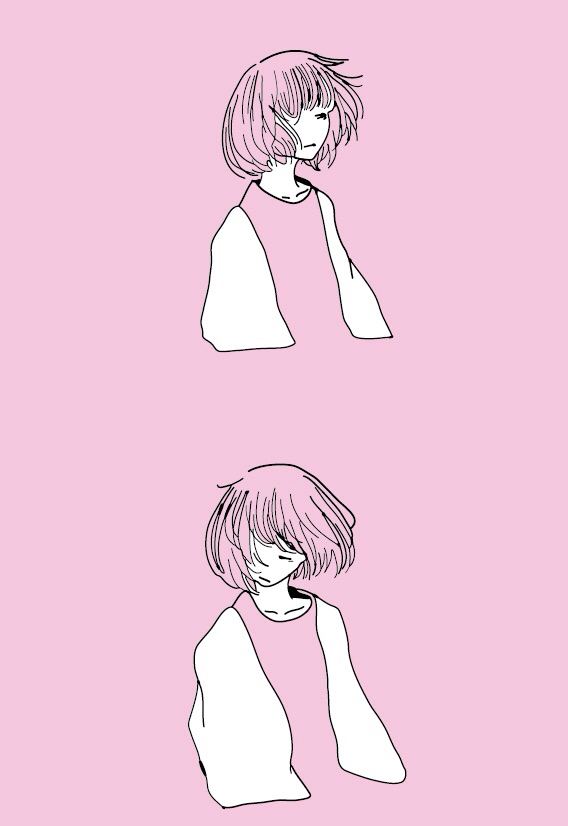 568x826 Anime, Art, Drawing, Girl, Illustration, Pink, Short Hair, Aki - Short Hair Girl Drawing