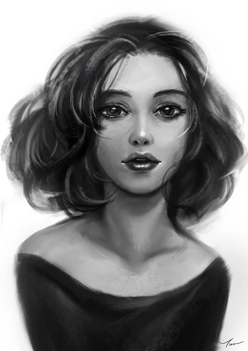 500x708 Girl Short Hair Sketch Art Art - Short Hair Girl Drawing