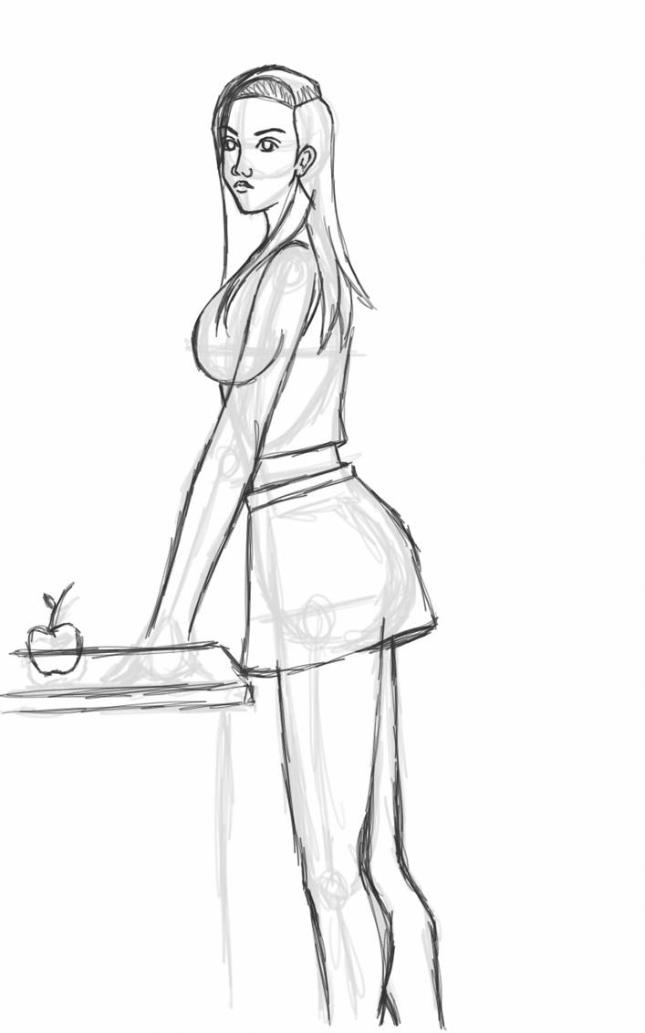707x1131 sketch girl in short skirt - Short Skirt Drawing