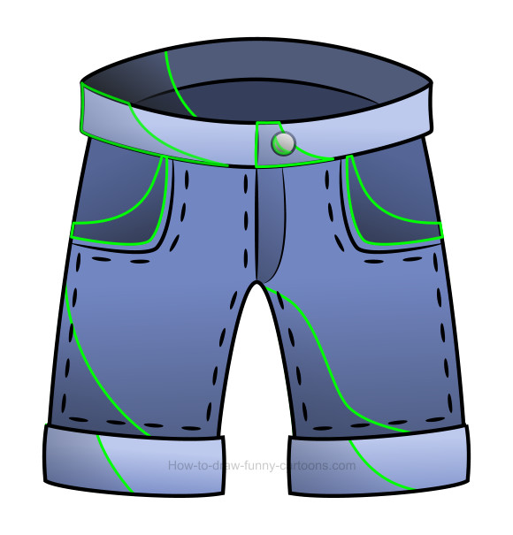 580x605 How To Draw Cartoon Shorts - Shorts Drawing