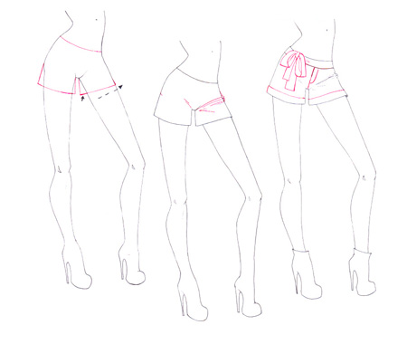 450x380 how to draw folds pants i draw fashion - Shorts Drawing