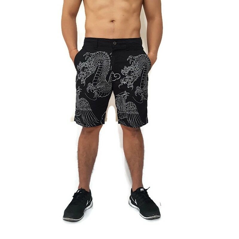 800x800 new men's japanese dragon pheasant drawing limited cotton summer - Shorts Drawing