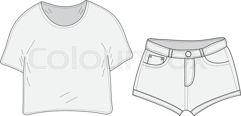800x385 t shirt and shorts set sketch, swag stock vector colourbox - Shorts Drawing