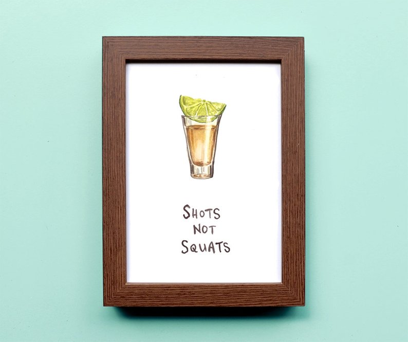 794x665 shots not squats illustration print watercolor shot glass etsy - Shot Drawing