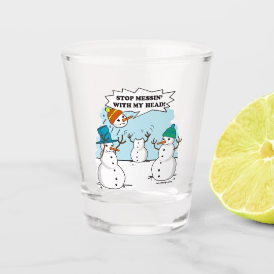 540x540 Snowman Cartoon Funny Drawing Shot Glass - Shot Glass Drawing