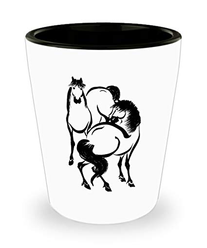 425x510 Horse Shot Glass Ink Drawing Shot Glasses - Shot Glass Drawing