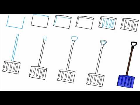 480x360 How To Draw A Snow Shovel Easy Simple Step - Shovel Drawing