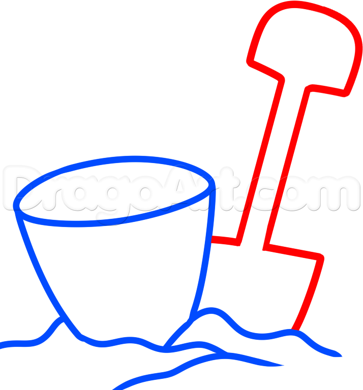 714x768 How To Draw A Shovel And Bucket, Step - Shovel Drawing