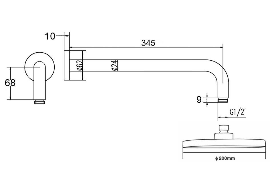 951x675 premier radius shower head and arm - Shower Head Drawing