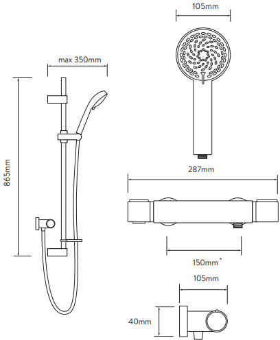408x496 aqualisa midas exposed mixer shower drencher head - Shower Head Drawing