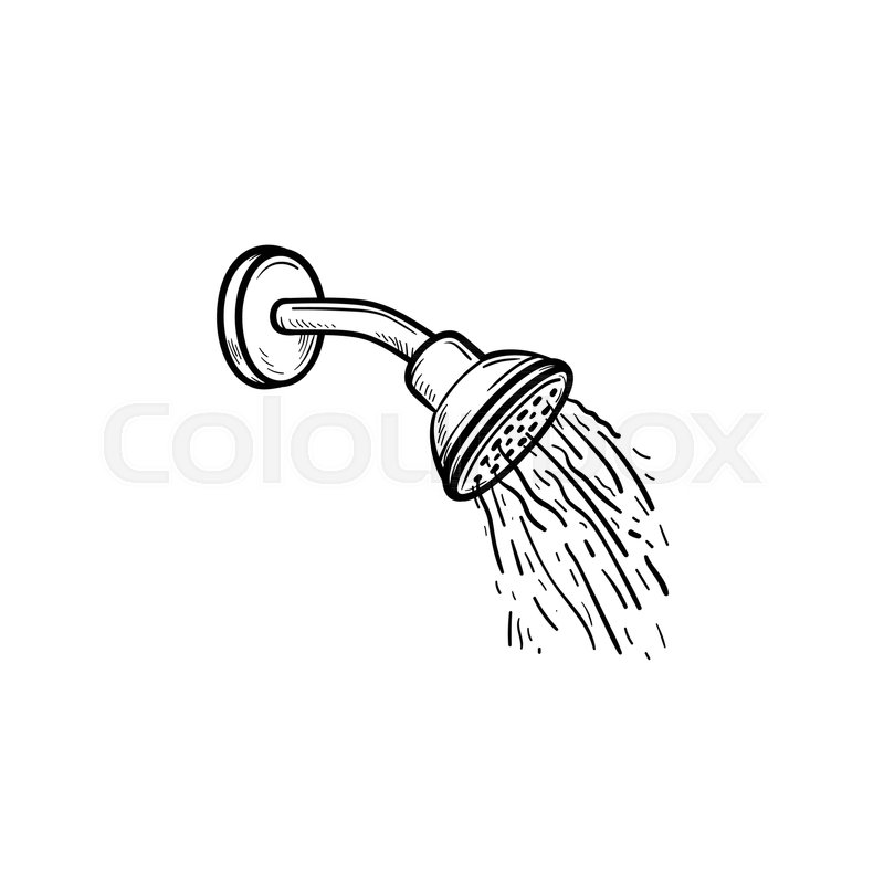 800x800 shower head with water drops hand stock vector colourbox - Shower Head Drawing