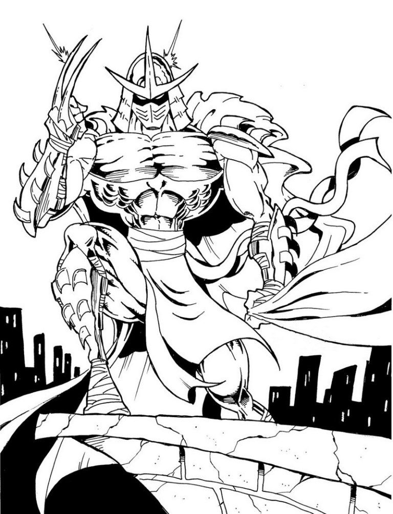 768x1004 shredder enemy from tmnt coloring and sketch drawing - Shredder Drawing