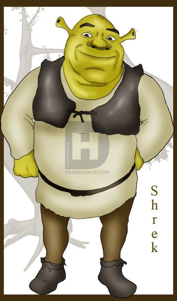 600x1020 how to draw shrek, step - Shrek Drawing
