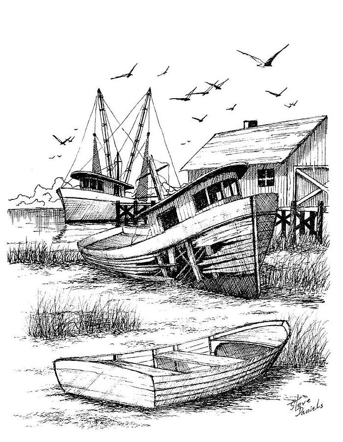698x900 shrimp boat drawing - Shrimp Boat Drawing