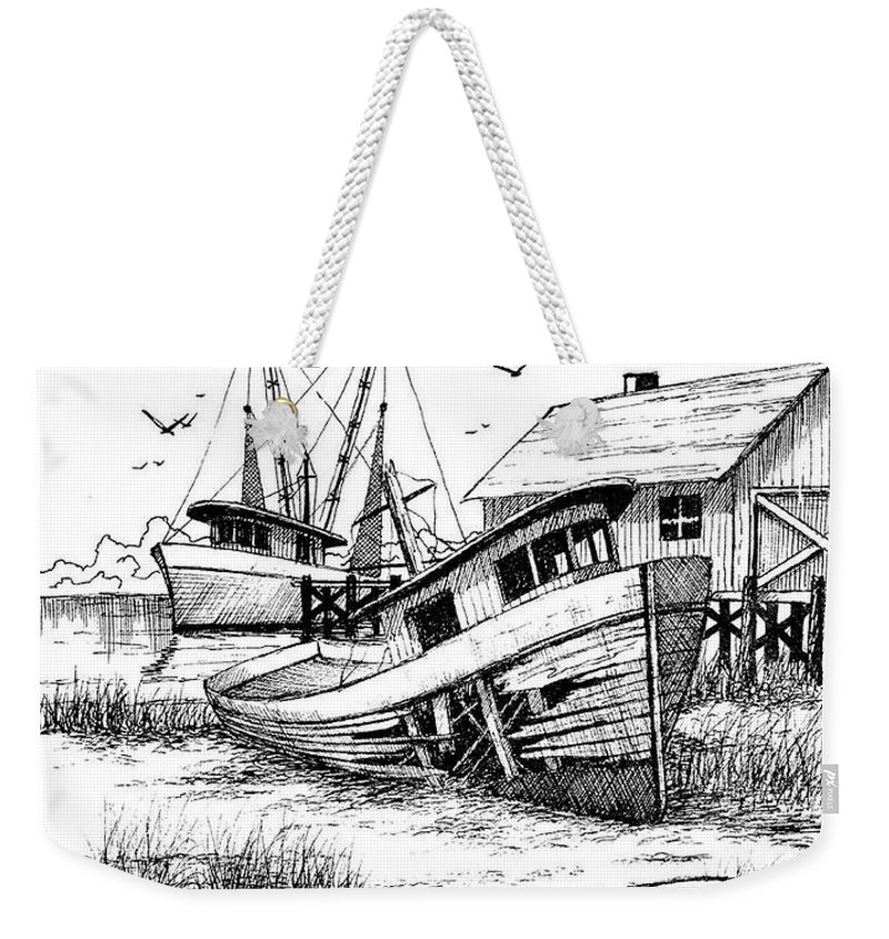 800x845 shrimp boat weekender tote bag for sale - Shrimp Boat Drawing