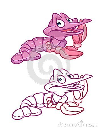 345x450 fish shrimp cheerful cartoon illustrations isolated image animal - Shrimp Cartoon Drawing