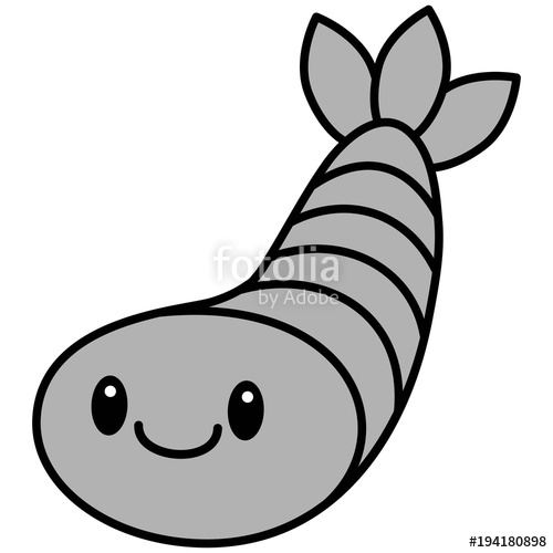500x500 kawaii shrimp illustration - Shrimp Cartoon Drawing