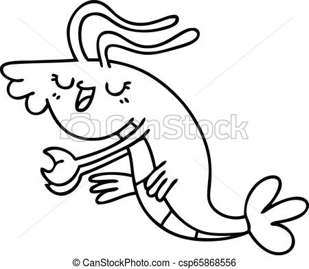 450x392 quirky line drawing cartoon happy shrimp line drawing quirky - Shrimp Cartoon Drawing