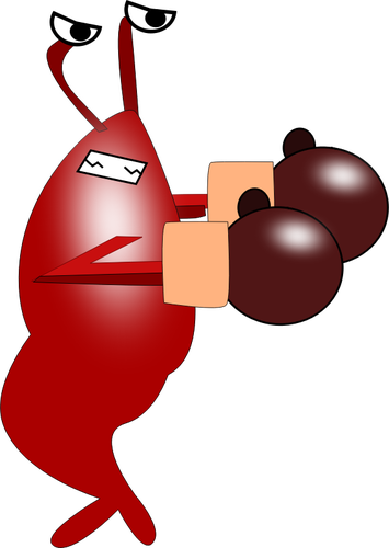 355x500 shrimp with boxing gloves vector drawing - Shrimp Cartoon Drawing