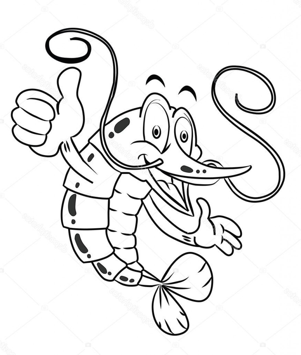 1042x1227 stock illustration black and white shrimp cartoon lazttweet - Shrimp Cartoon Drawing