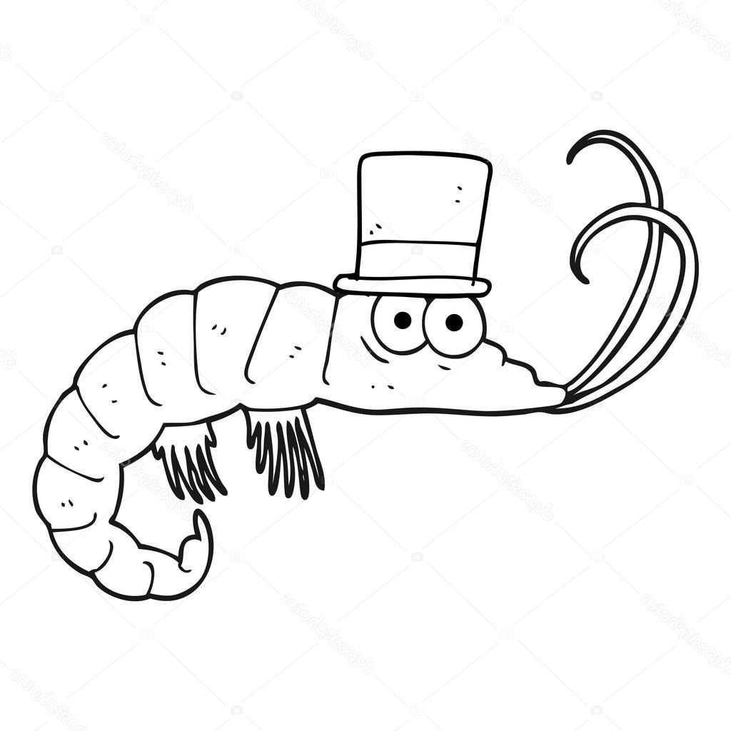 1024x1024 unique stock illustration black and white cartoon shrimp drawing - Shrimp Cartoon Drawing