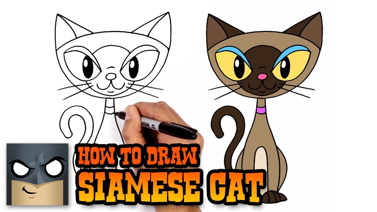 1280x720 how to draw siamese cat art tutorial - Siamese Cat Drawing
