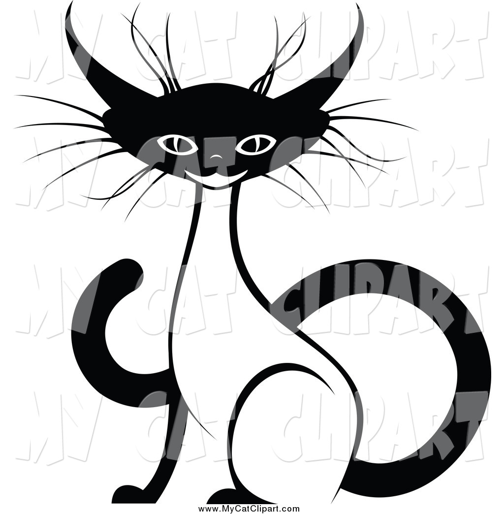 1024x1044 siamese cat clipart black and white - Siamese Cat Line Drawing