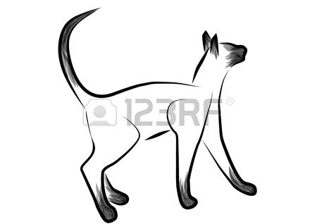 450x318 siamese cat outline abstract cat isolated on white stock vector - Siamese Cat Line Drawing