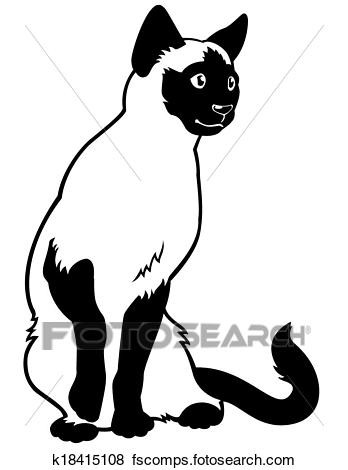 348x470 black cat clip art fresh clip art of siamese cat black white k - Siamese Cat Line Drawing