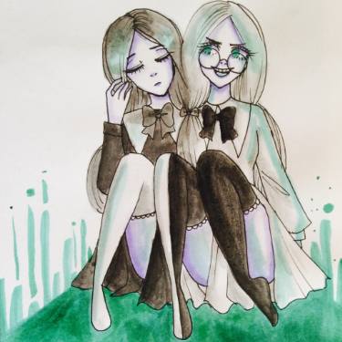 375x375 Ruby And Pinky Drawing - Siamese Twins Drawing