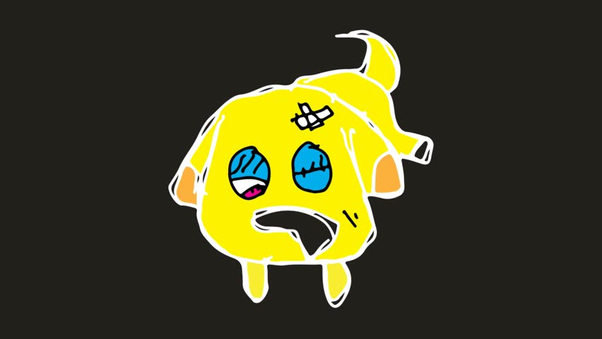 852x480 kids drawing black screen with theme of sick dog - Sick Dog Drawing