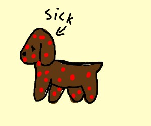 300x250 Sick Dog With Chicken Pox Drawing - Sick Dog Drawing