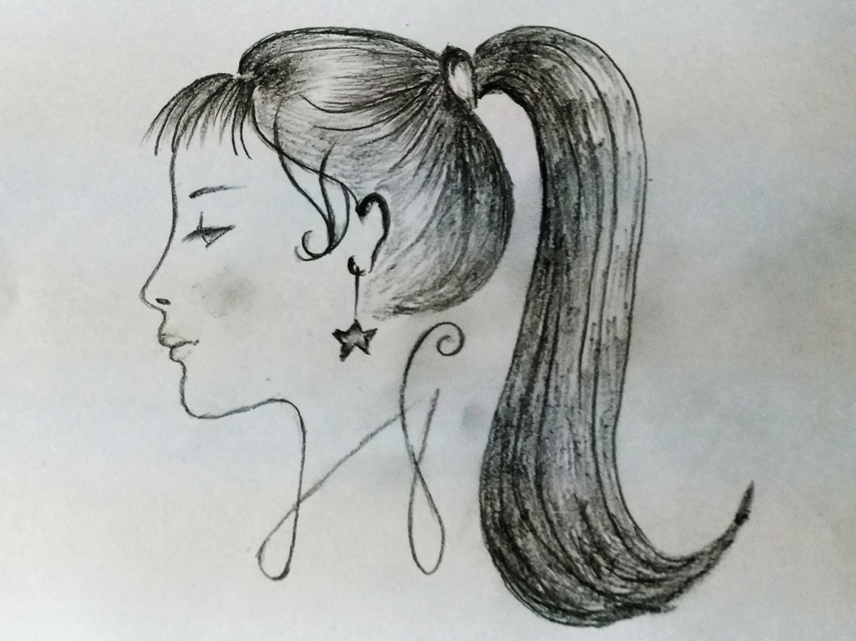 1199x898 Woman Face Side View Art - Side Drawing