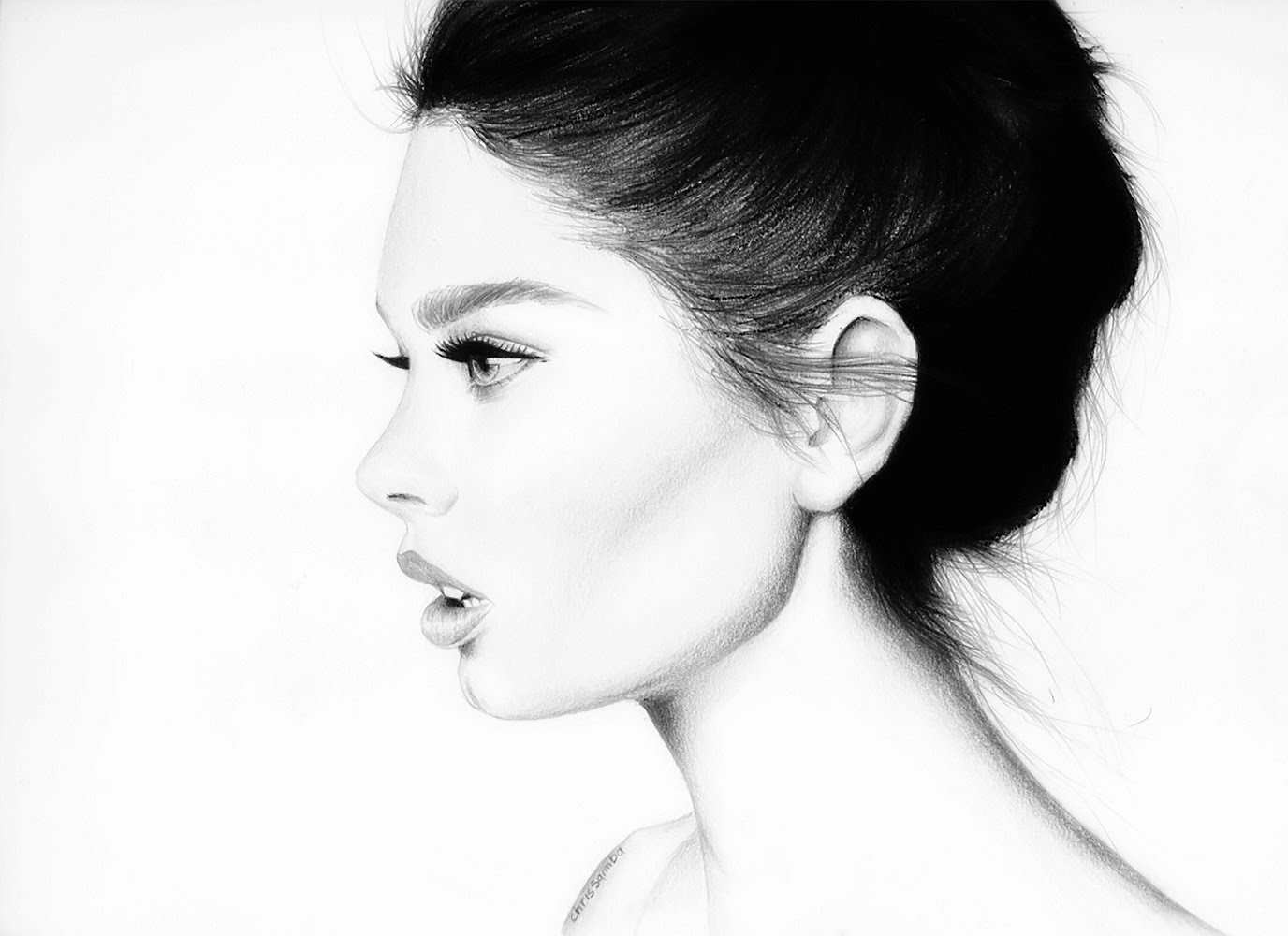 1376x1000 Side Face Sketches Pencil Drawing - Side Face Drawing