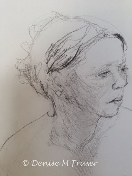 450x600 Detail Of Life Drawing Woman Side View - Side Portrait Drawing