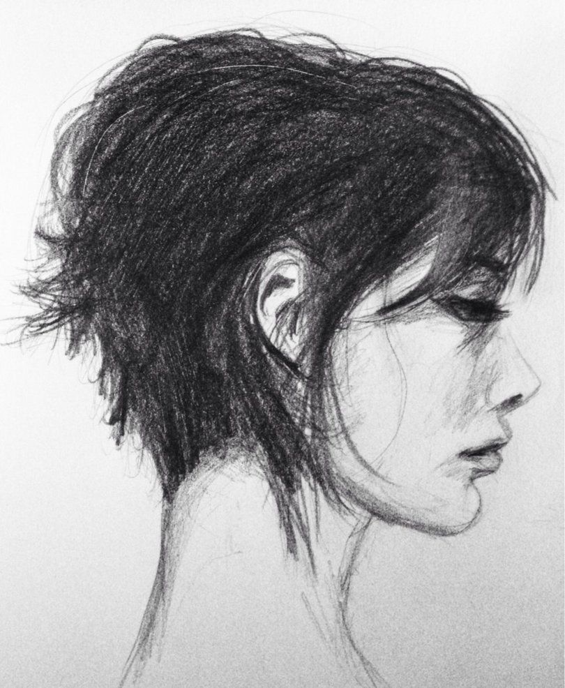 810x986 Woman Profile Drawings - Side Portrait Drawing