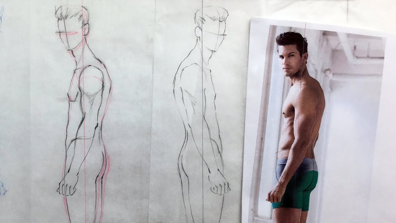 1280x720 Fashion Figures Tutorial Side View Poses Male - Side Pose Drawing