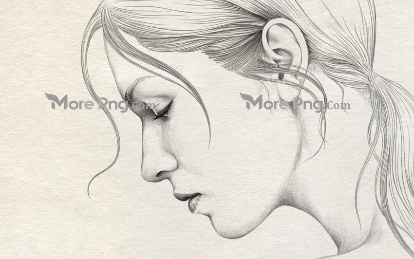 850x532 Girl Pencil Sketch Side Pose - Side Pose Drawing