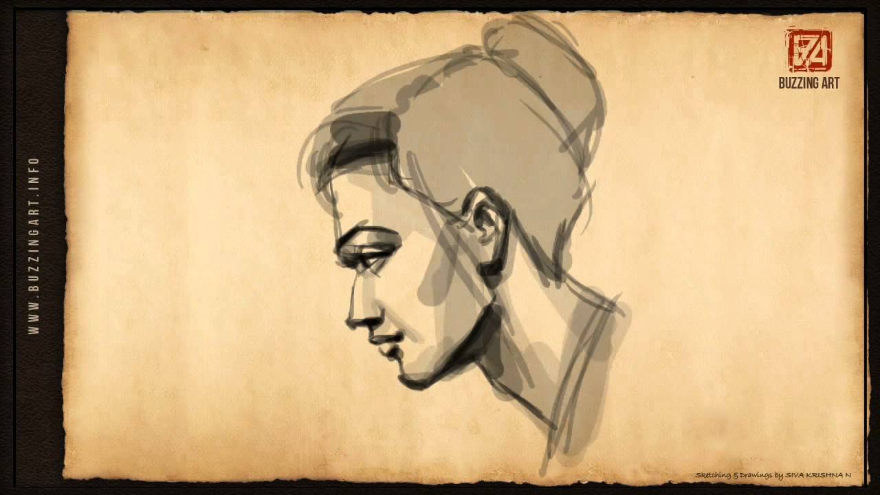 1280x720 How To Draw A Female Face Side Pose - Side Pose Drawing