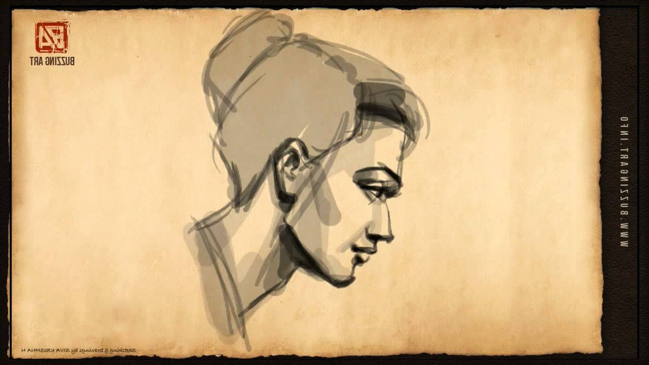 1280x720 Realistic Girl Face Sketch Side View How To Draw A Female Face - Side Pose Drawing