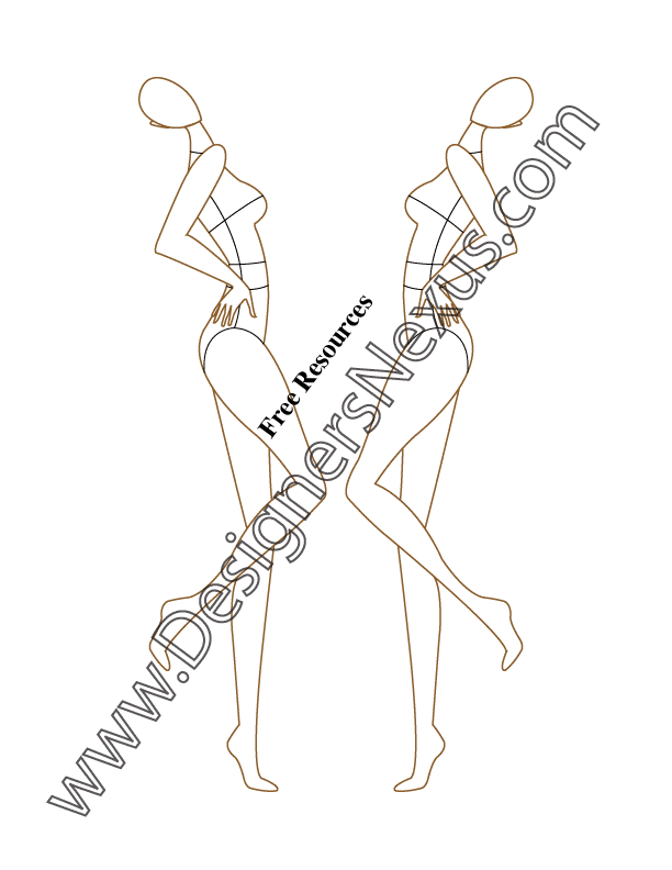 612x792 Side Pose Free Fashion Croqui Figure Template - Side Pose Drawing
