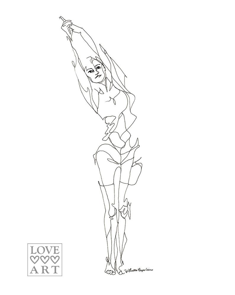 794x993 Yoga Line Drawing Of Standing Side Stretch Or Half Moon Pose Etsy - Side Pose Drawing