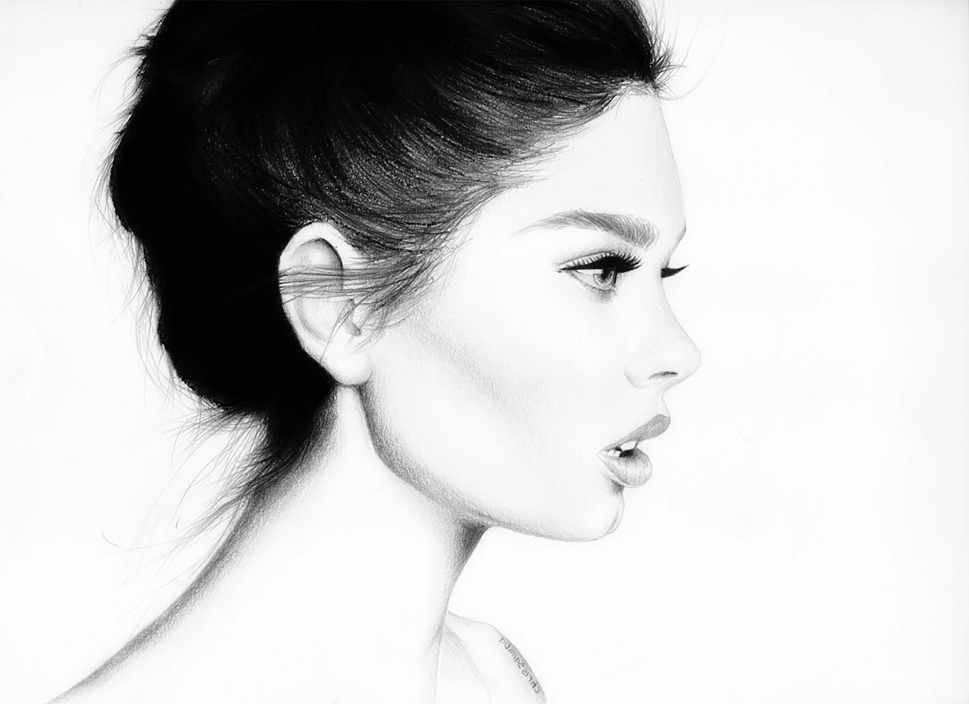 Creative Side Profile Drawing Sketch for Girl