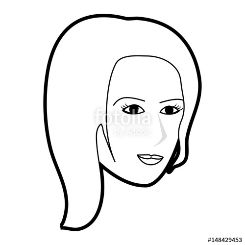 500x500 Black Silhouette Cartoon Side Profile Face Woman With Short Hair - Side Profile Face Woman Drawing