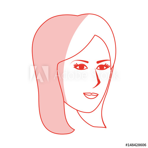 500x500 Red Silhouette Shading Side Profile Face Woman With Straight Short - Side Profile Face Woman Drawing