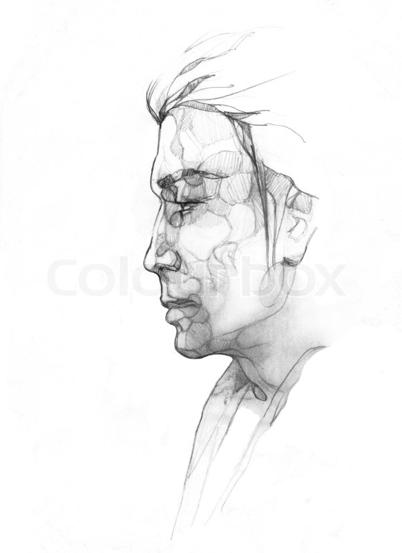 582x800 fantasy drawing man's sideview stock photo colourbox - Side View Drawing