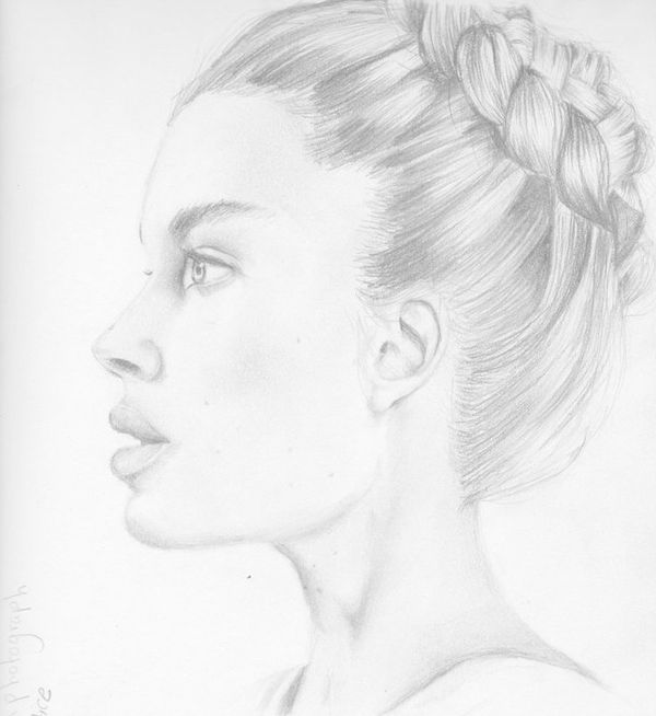 600x654 Drawing Of A Sideview Face - Side View Face Drawing