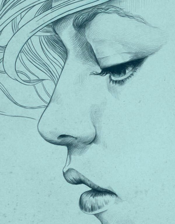 600x767 Sketch Girl Face Side View Women - Side View Face Drawing