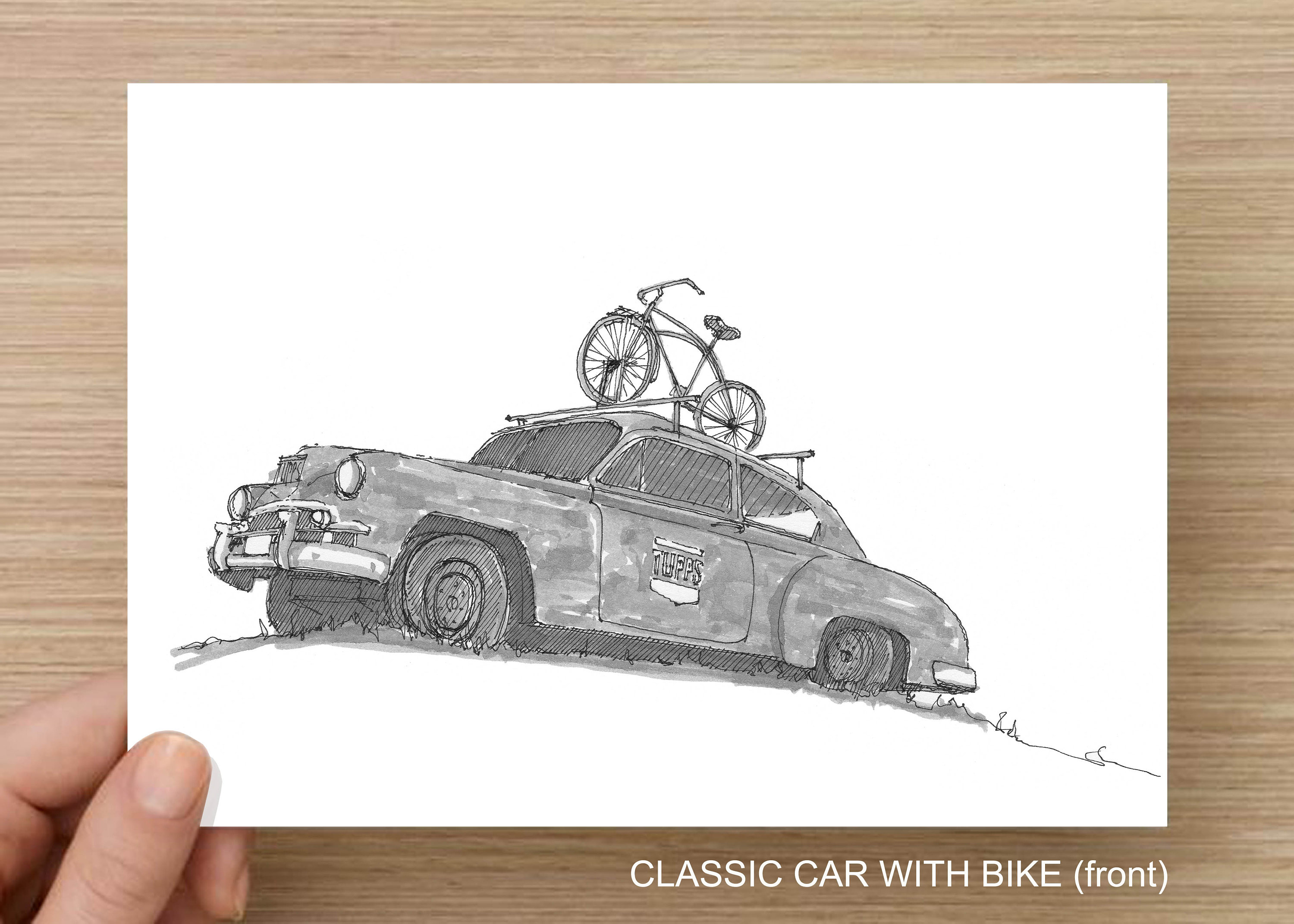 3000x2143 Classic Cars - Sidecar Drawing
